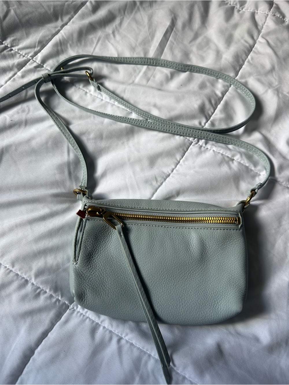 HOBO Light Blue Pebbled Leather Crossbody with Gold Hardware